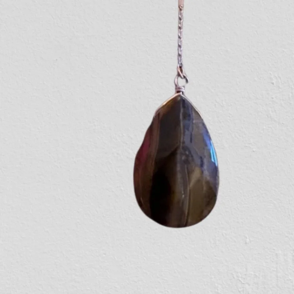 Tiger Teardrop Natural Stone Y Necklace 2027 NWT Boutique - Picture 2 of 10